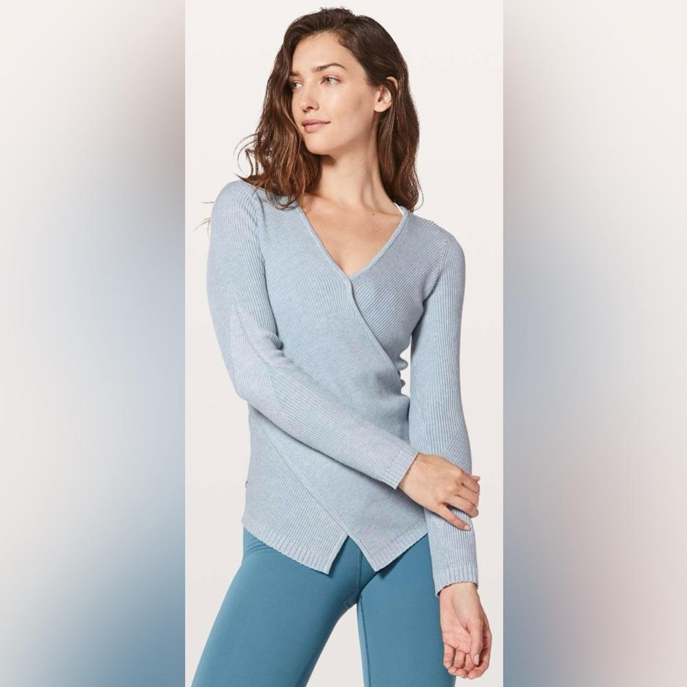 LULULEMON Wrap It Back Sweater Ribbed Close Knit in Heather Starlight